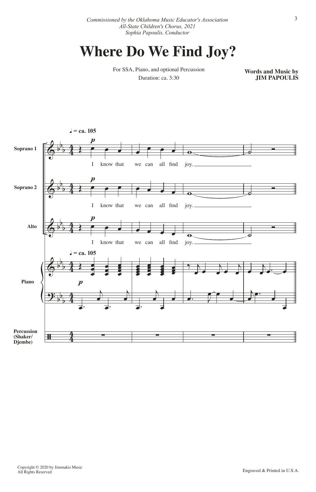 Jim Papoulis Where Do We Find Joy? sheet music notes and chords arranged for SSA Choir