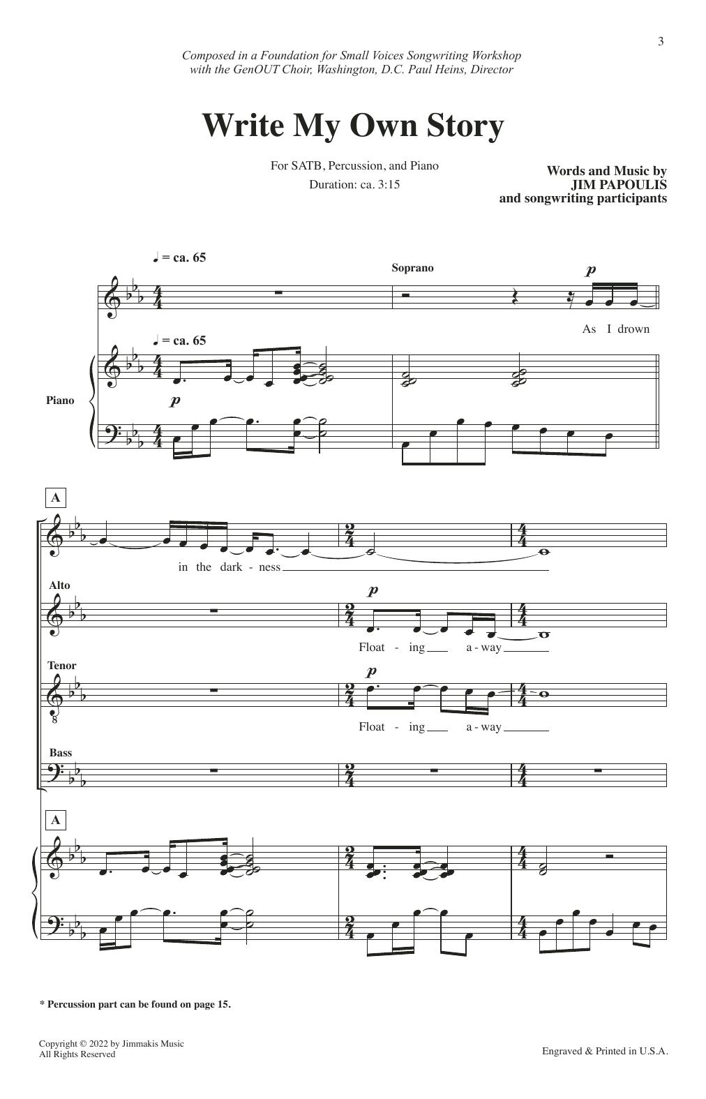 Jim Papoulis Write My Own Story sheet music notes and chords arranged for SATB Choir