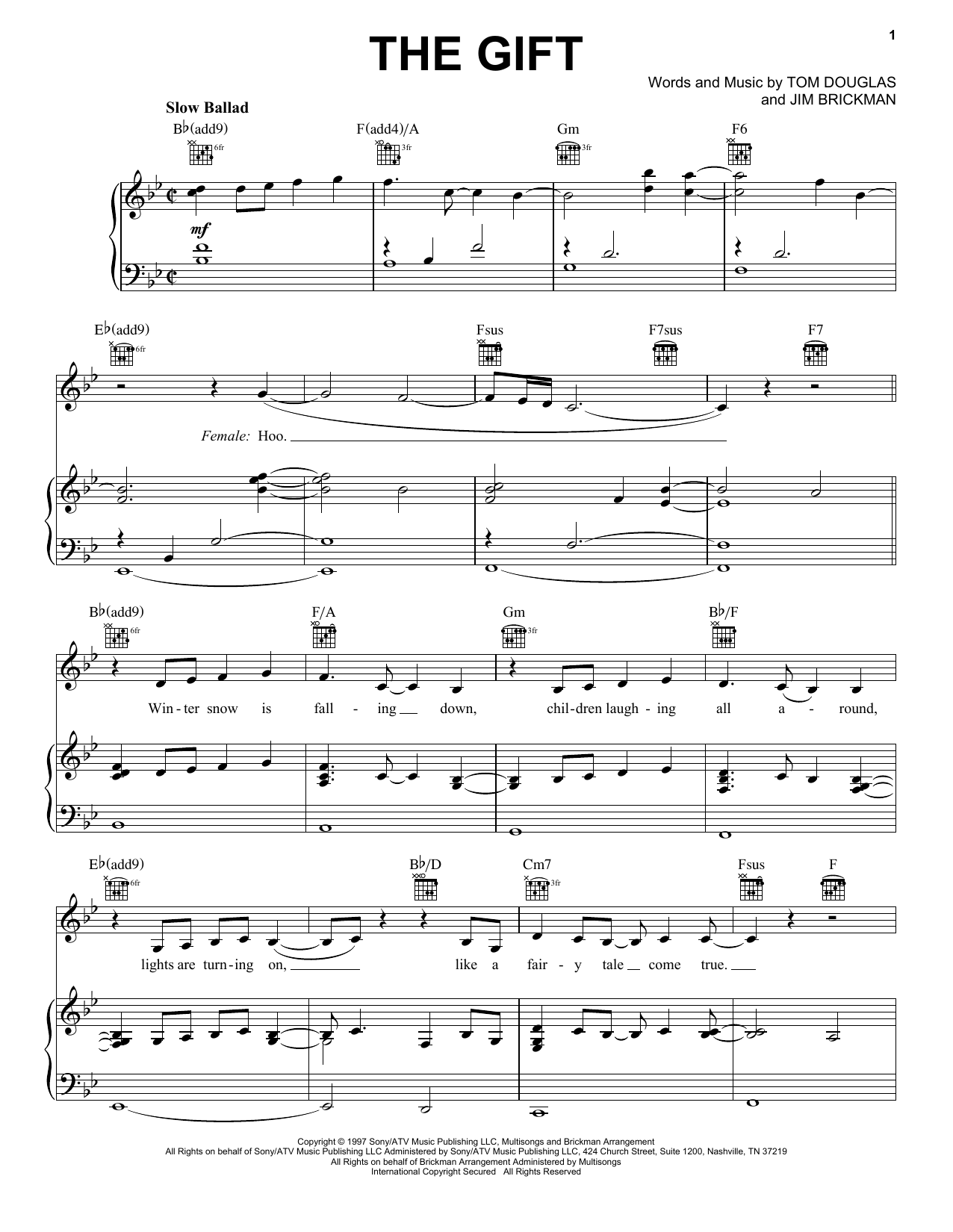 Jim Brickman The Gift sheet music notes and chords. Download Printable PDF.