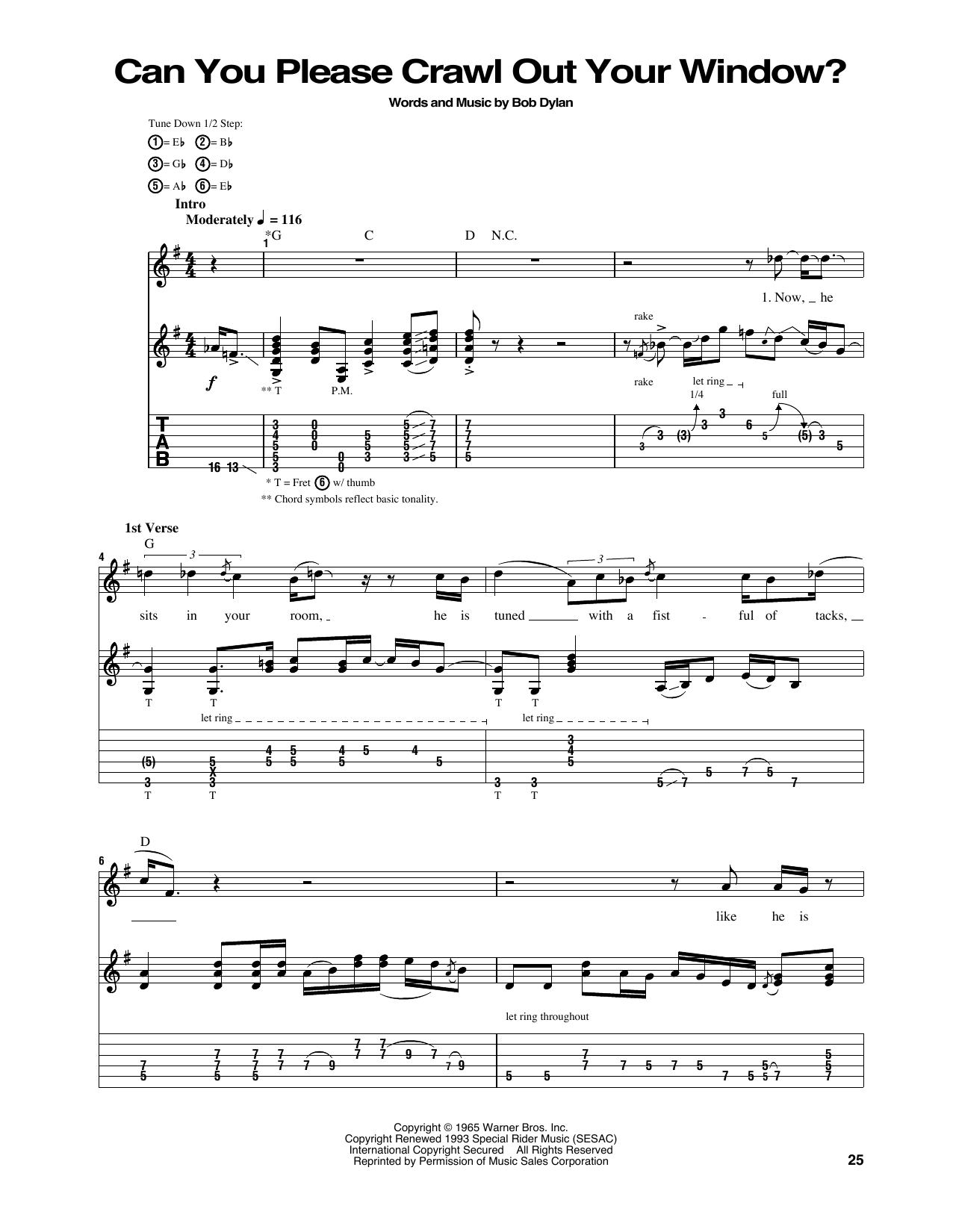 Jimi Hendrix Can You Please Crawl Out Your Window? sheet music notes and chords arranged for Guitar Tab
