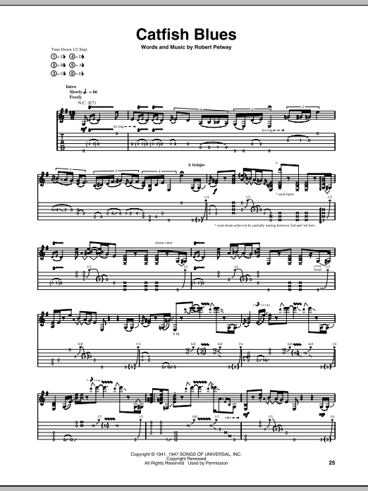 Jimi Hendrix Catfish Blues sheet music notes and chords arranged for Guitar Tab (Single Guitar)