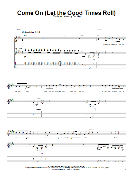 Jimi Hendrix Come On (Part 1) sheet music notes and chords arranged for Guitar Tab