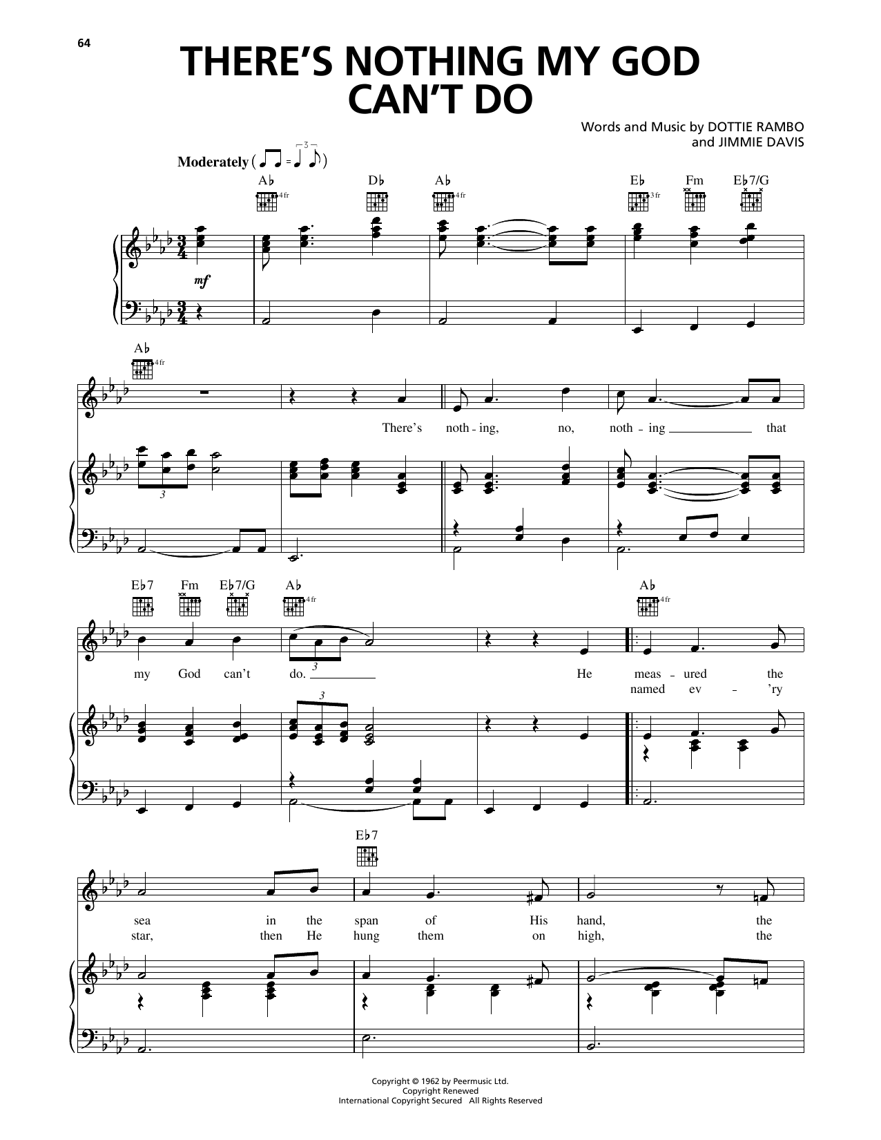 Jimmie Davis There's Nothing My God Can't Do sheet music notes and chords arranged for Piano, Vocal & Guitar Chords (Right-Hand Melody)