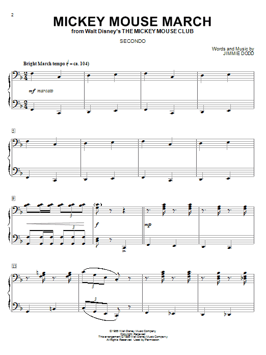 Jimmie Dodd Mickey Mouse March (from The Mickey Mouse Club) sheet music notes and chords arranged for French Horn Solo