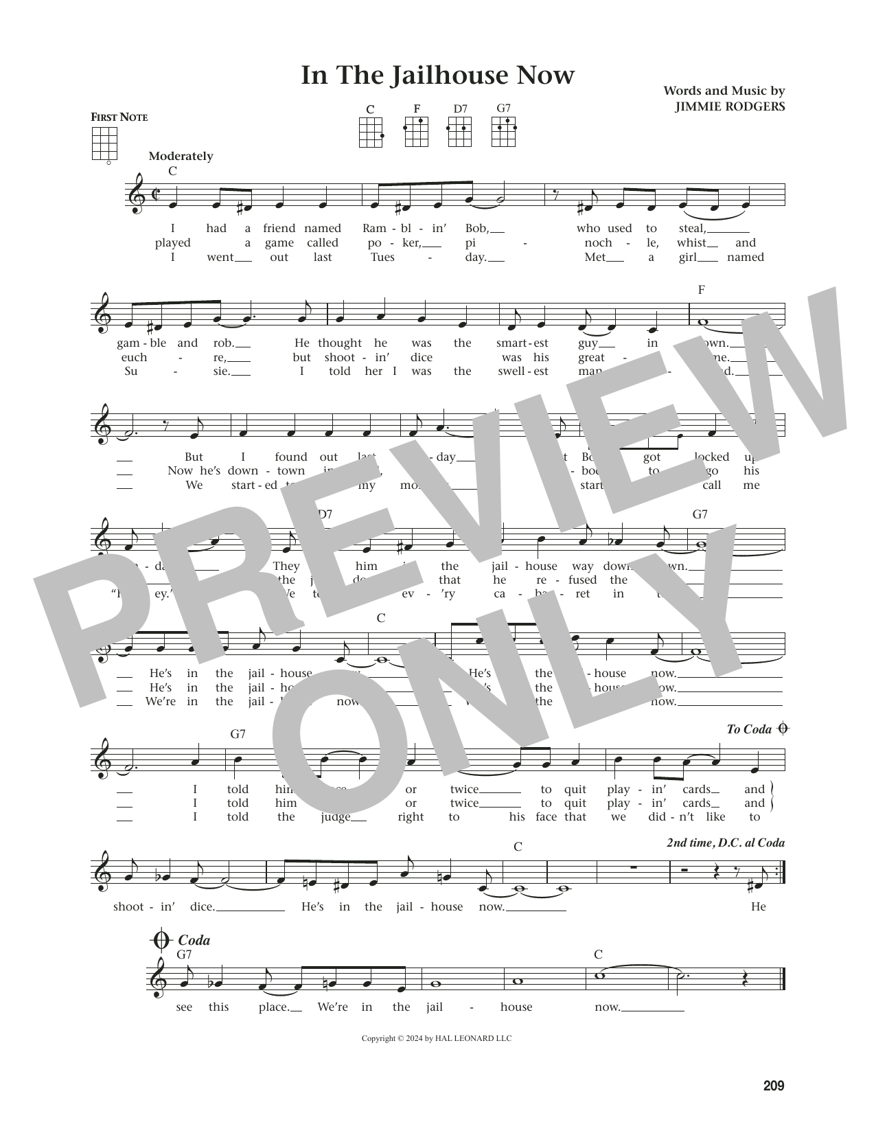 Jimmie Rodgers In The Jailhouse Now (from The Daily Ukulele) (arr. Jim Beloff) sheet music notes and chords arranged for Ukulele