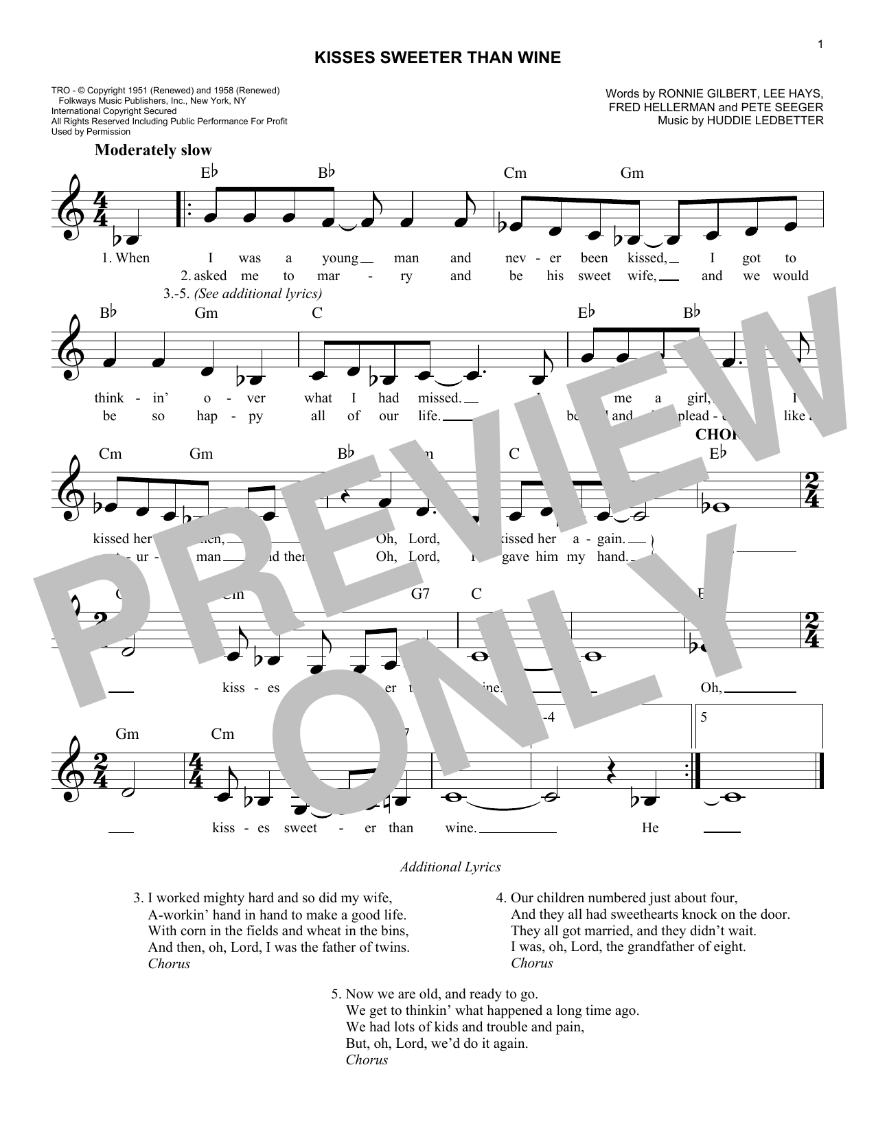 Jimmie Rodgers Kisses Sweeter Than Wine sheet music notes and chords arranged for Lead Sheet / Fake Book