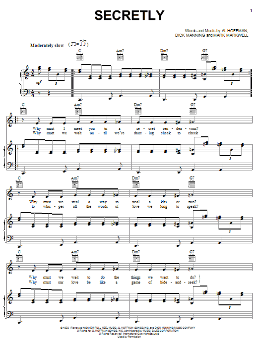 Jimmie Rodgers Secretly sheet music notes and chords arranged for Lead Sheet / Fake Book