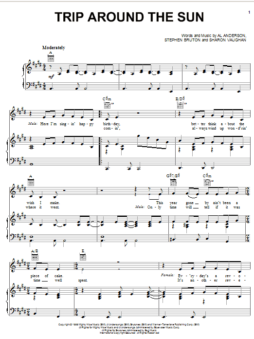 Jimmy Buffett with Martina McBride Trip Around The Sun sheet music notes and chords arranged for Piano, Vocal & Guitar Chords (Right-Hand Melody)