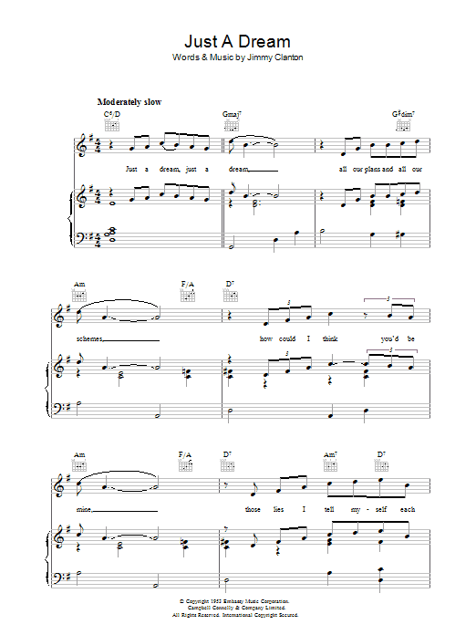 Jimmy Clanton Just A Dream sheet music notes and chords arranged for Piano, Vocal & Guitar Chords