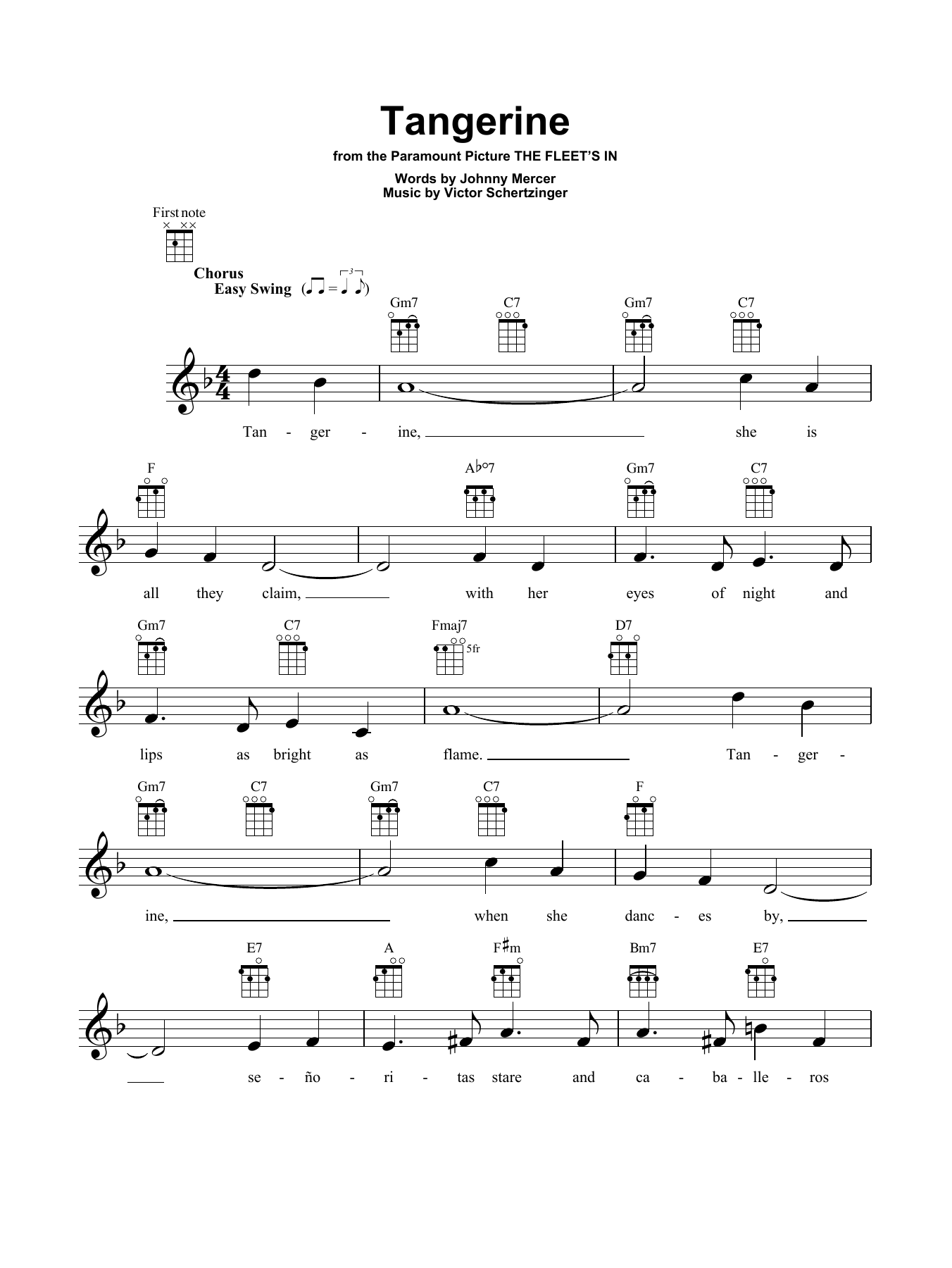 Jimmy Dorsey & His Orchestra Tangerine sheet music notes and chords arranged for Trombone Solo