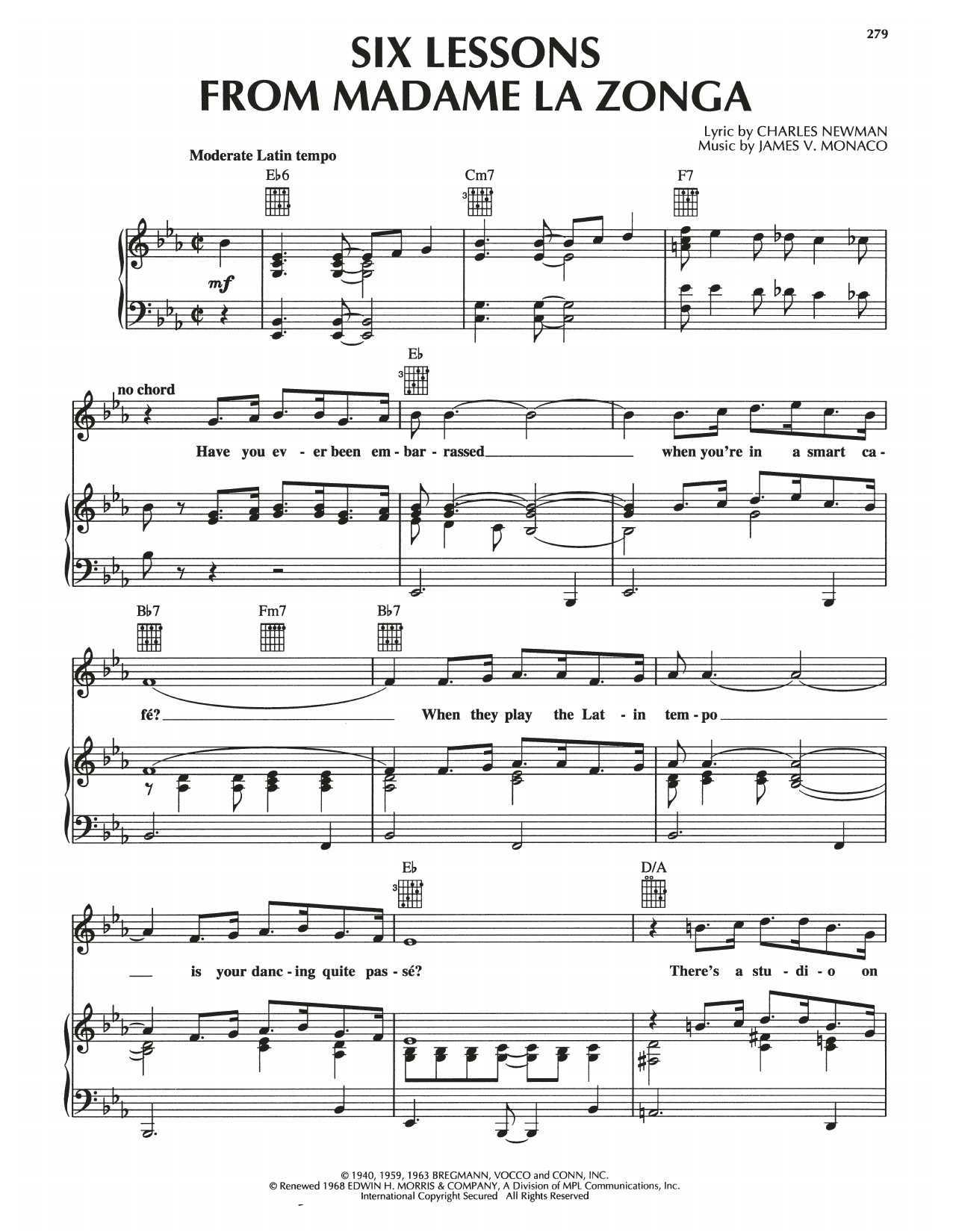 Jimmy Dorsey Six Lessons From Madame La Zonga sheet music notes and chords arranged for Piano, Vocal & Guitar Chords (Right-Hand Melody)