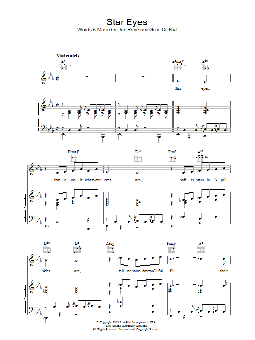 Jimmy Dorsey Star Eyes sheet music notes and chords arranged for Piano, Vocal & Guitar Chords