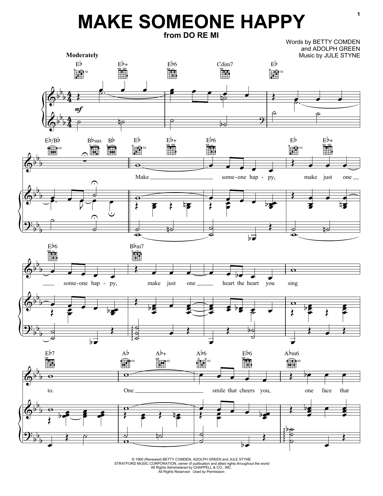 Jimmy Duarante Make Someone Happy (from Do Re Mi) sheet music notes and chords arranged for Piano, Vocal & Guitar Chords (Right-Hand Melody)