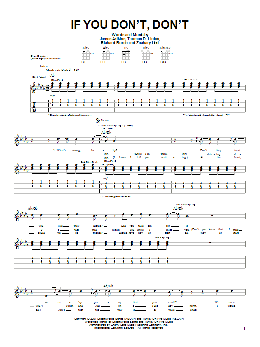 Jimmy Eat World If You Don't, Don't sheet music notes and chords arranged for Guitar Tab