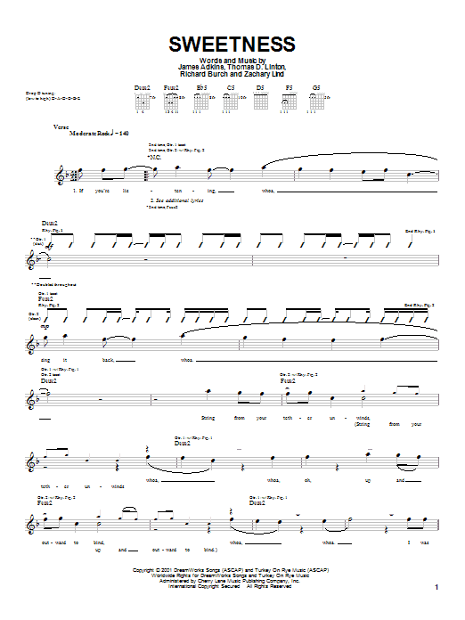 Jimmy Eat World Sweetness sheet music notes and chords arranged for Guitar Tab