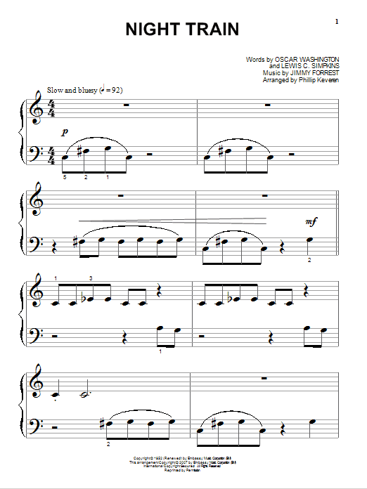 Jimmy Forrest Night Train (arr. Phillip Keveren) sheet music notes and chords arranged for Big Note Piano
