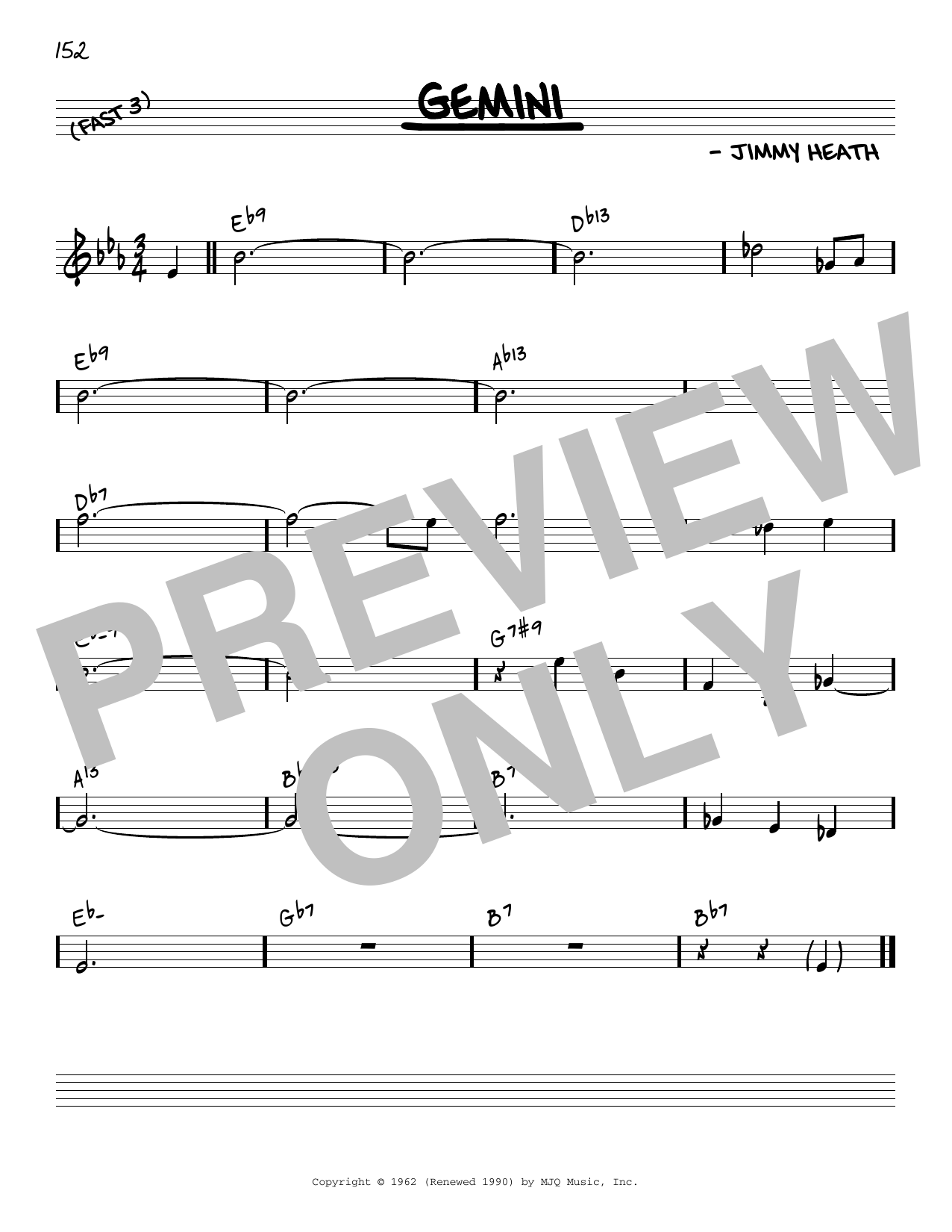 Jimmy Heath Gemini [Reharmonized version] (arr. Jack Grassel) sheet music notes and chords arranged for Real Book – Melody & Chords