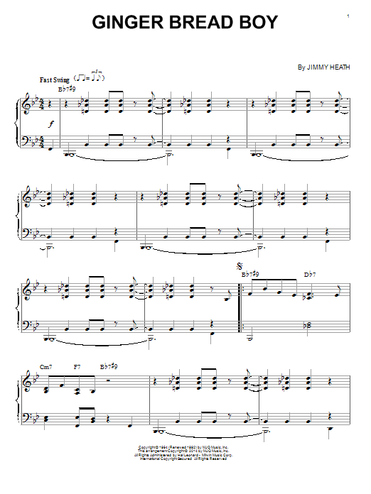 Jimmy Heath Ginger Bread Boy sheet music notes and chords arranged for Tenor Sax Transcription