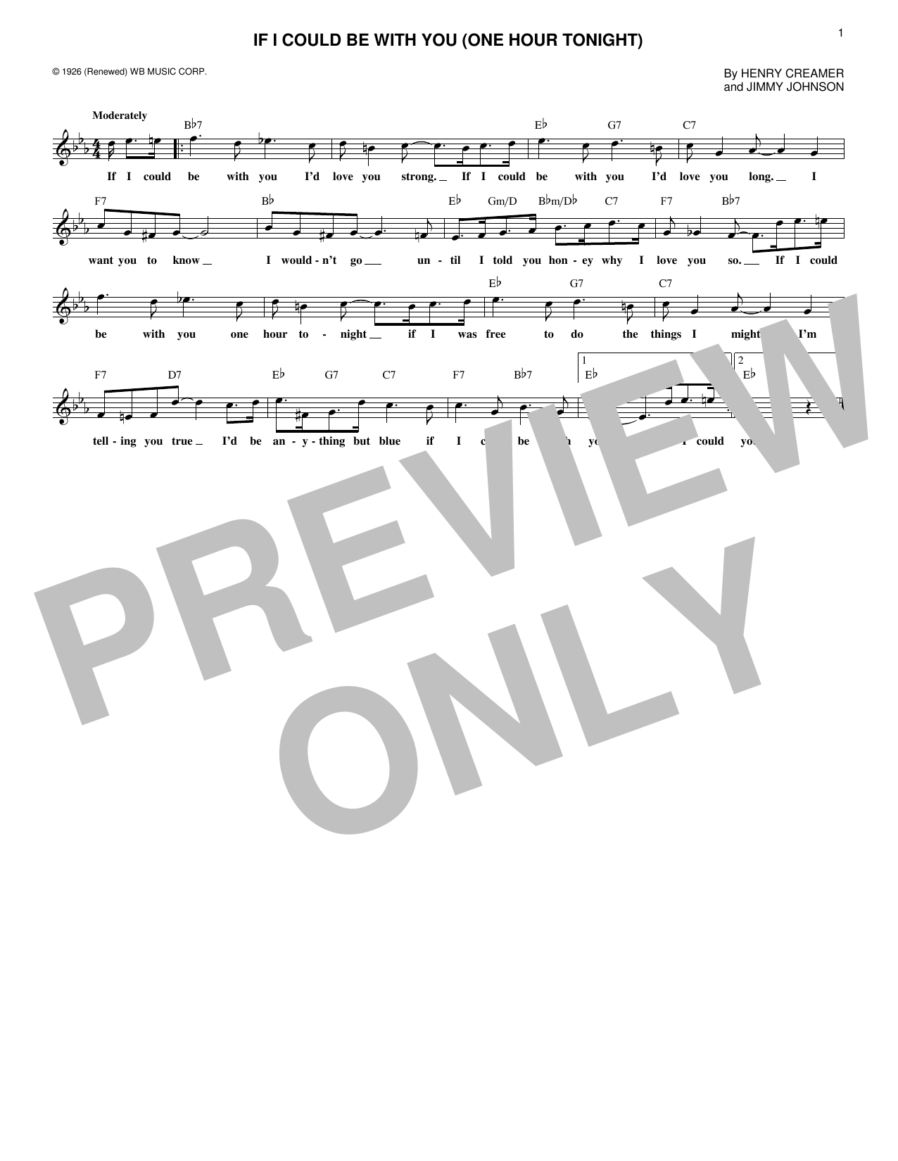Jimmy Johnson If I Could Be With You (One Hour Tonight) sheet music notes and chords arranged for Real Book – Melody & Chords