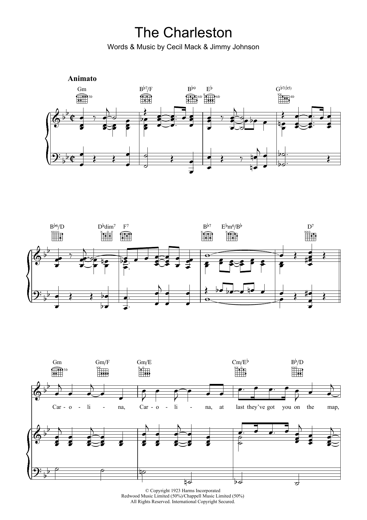 Jimmy Johnson The Charleston sheet music notes and chords arranged for Piano, Vocal & Guitar Chords