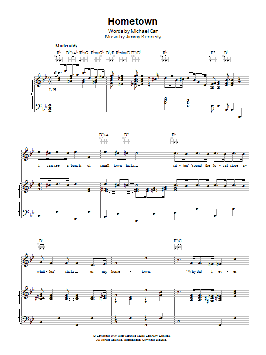 Jimmy Kennedy Hometown sheet music notes and chords arranged for Piano, Vocal & Guitar Chords