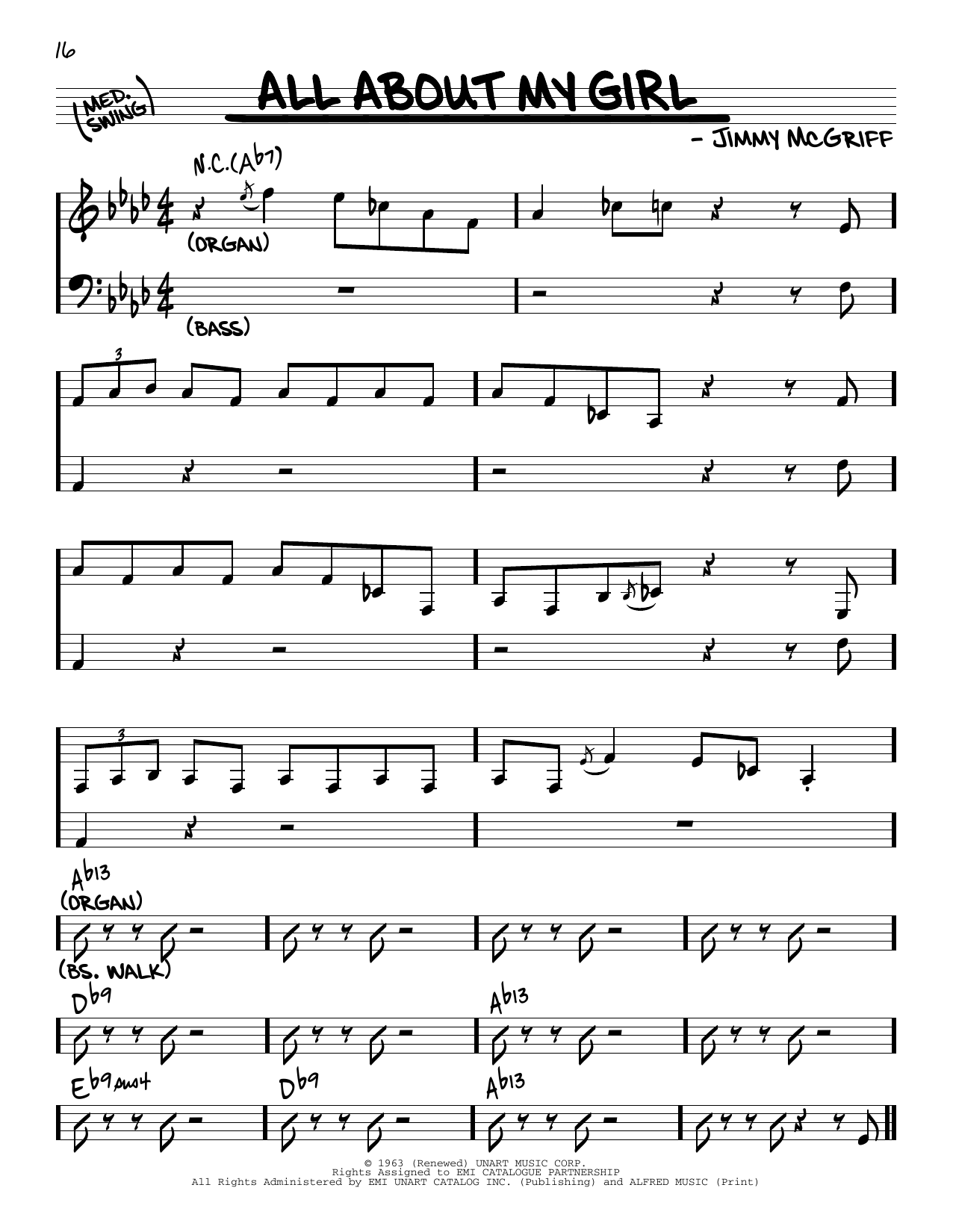 Jimmy McGriff All About My Girl sheet music notes and chords arranged for Real Book – Melody & Chords