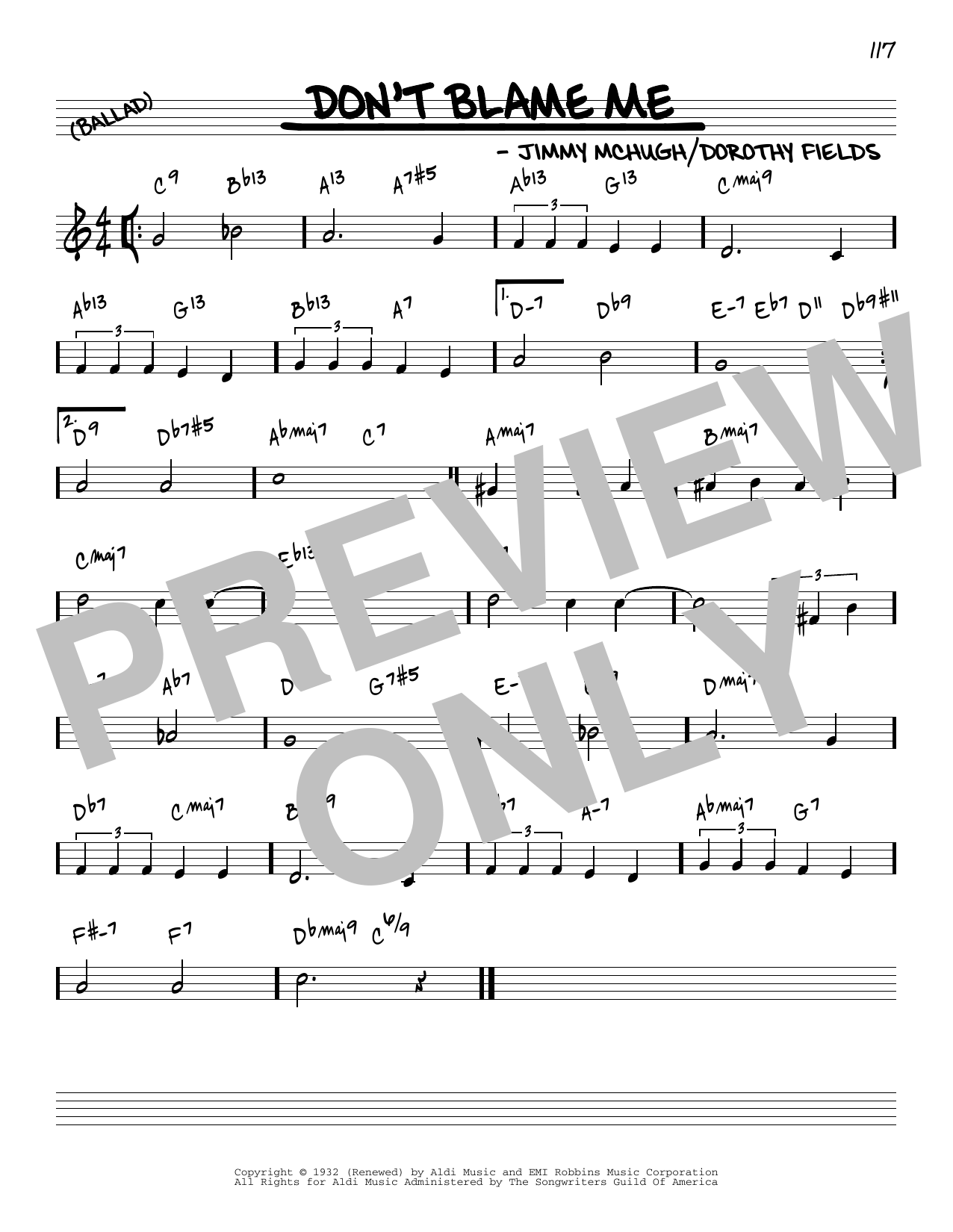 Jimmy McHugh Don't Blame Me [Reharmonized version] (arr. Jack Grassel) sheet music notes and chords arranged for Real Book – Melody & Chords