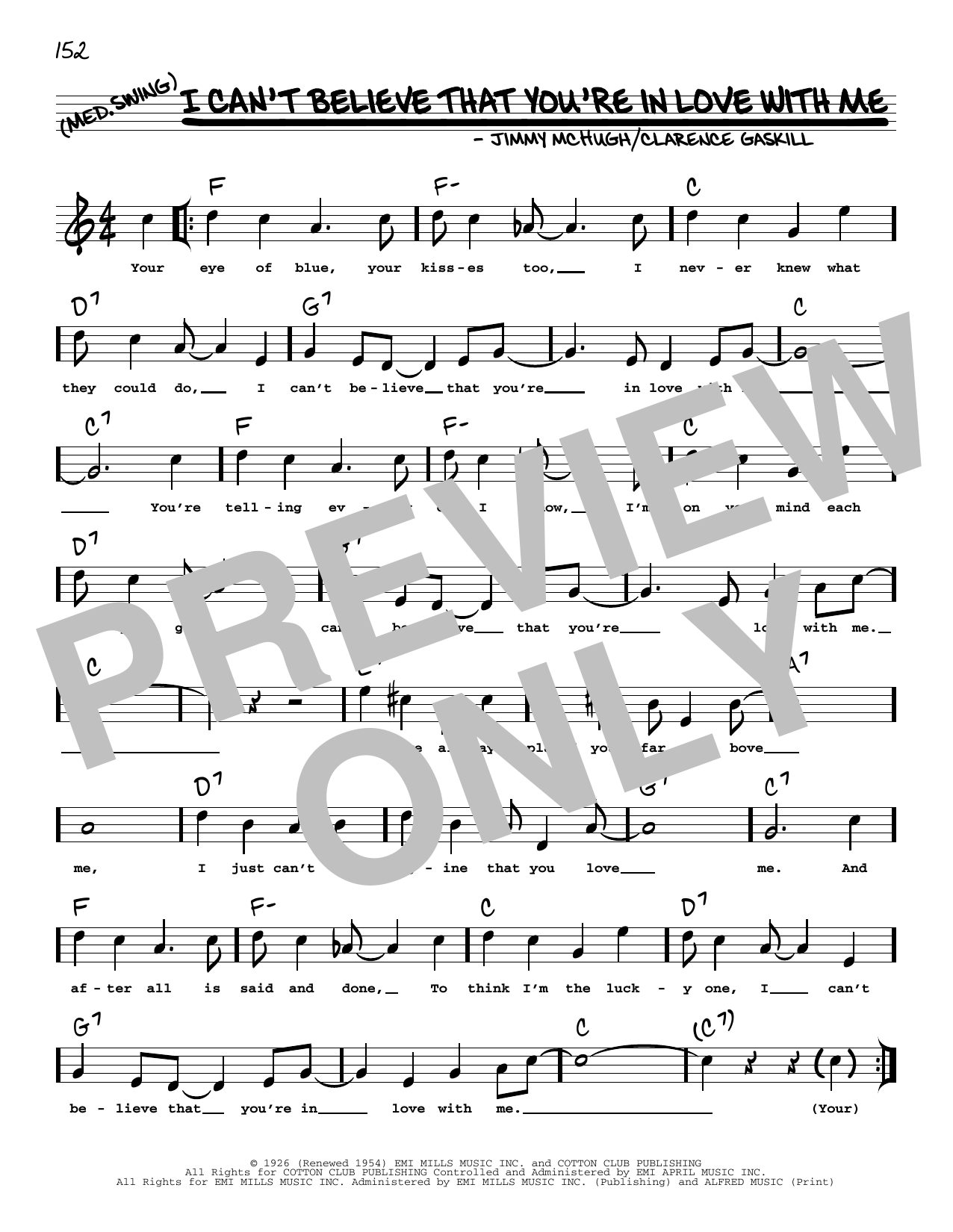 Jimmy McHugh I Can't Believe That You're In Love With Me (arr. Robert Rawlins) sheet music notes and chords arranged for Real Book – Melody, Lyrics & Chords