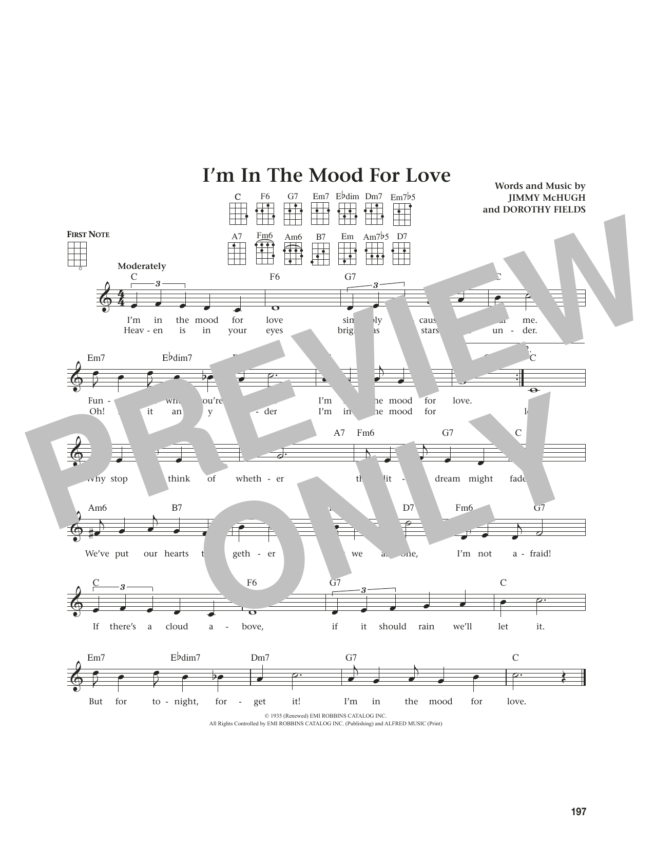 Jimmy McHugh I'm In The Mood For Love (from The Daily Ukulele) (arr. Jim Beloff) sheet music notes and chords arranged for Ukulele