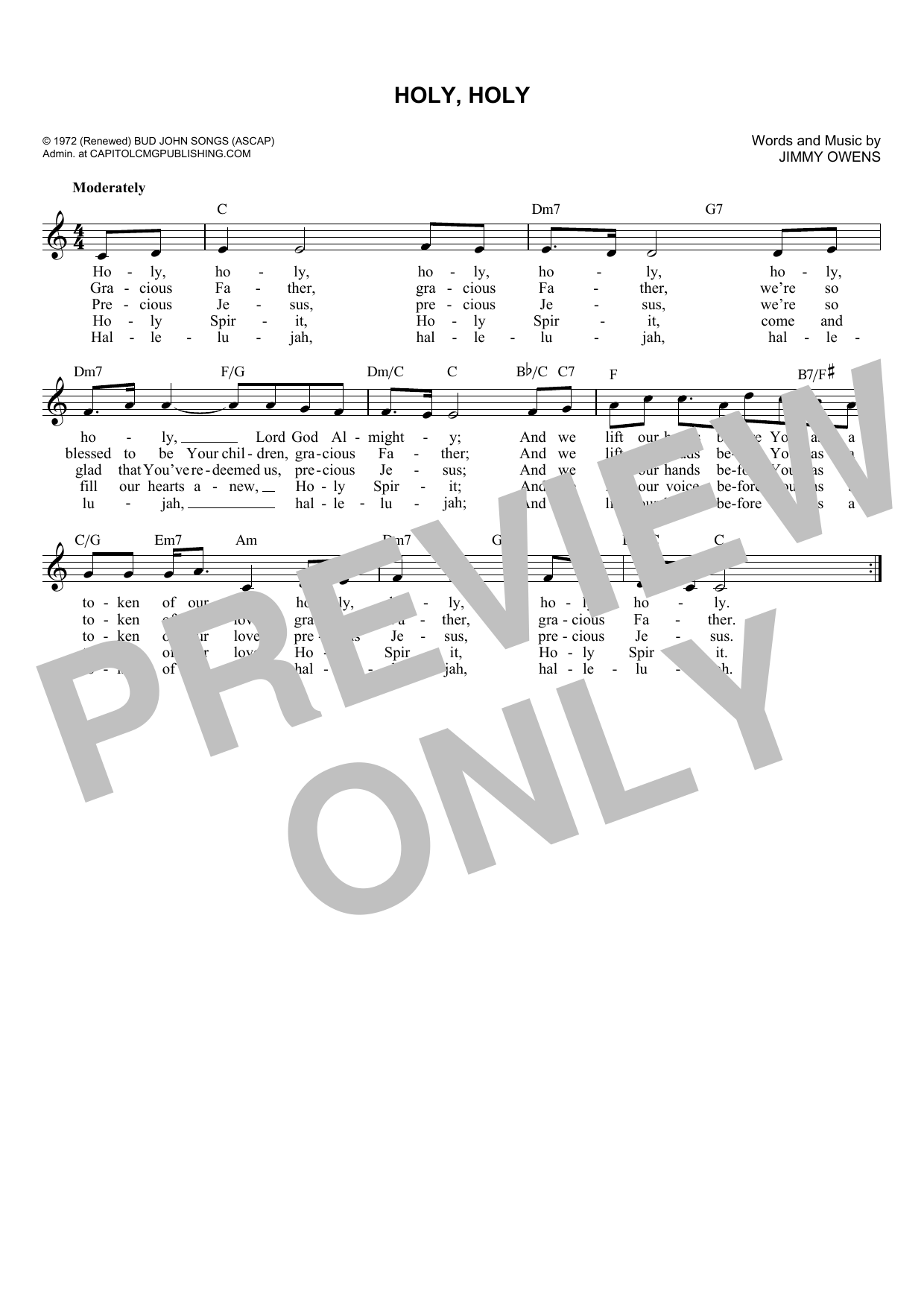 Jimmy Owens Holy, Holy sheet music notes and chords arranged for Lead Sheet / Fake Book