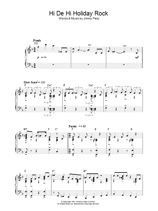 Jimmy Perry Hi De Hi Holiday Rock (theme from Hi De Hi) sheet music notes and chords arranged for Piano Chords/Lyrics