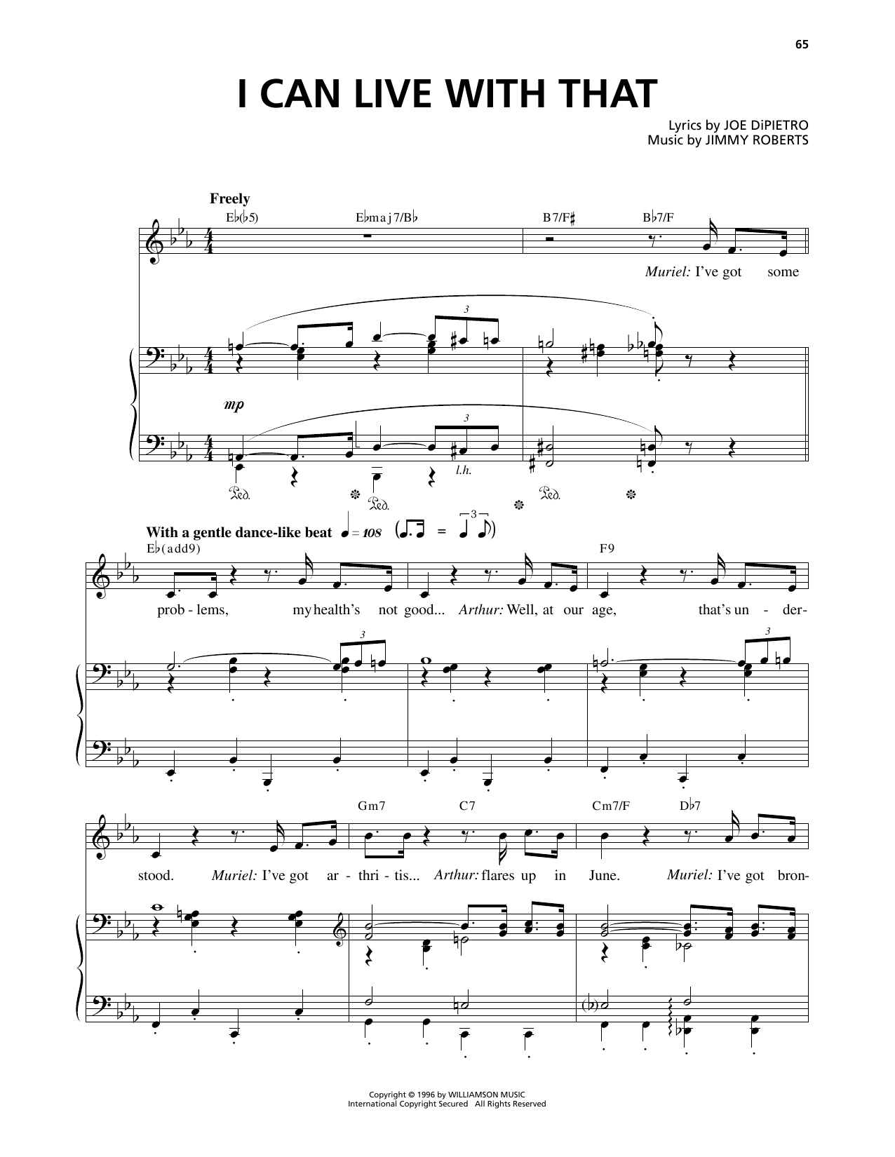 Jimmy Roberts I Can Live With That (from I Love You, You're Perfect, Now Change) sheet music notes and chords arranged for Piano & Vocal
