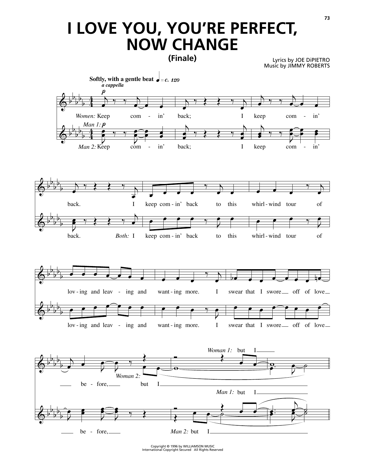 Jimmy Roberts I Love You, You're Perfect, Now Change (Finale) (from I Love You, You're Perfect, Now Change) sheet music notes and chords arranged for Piano & Vocal