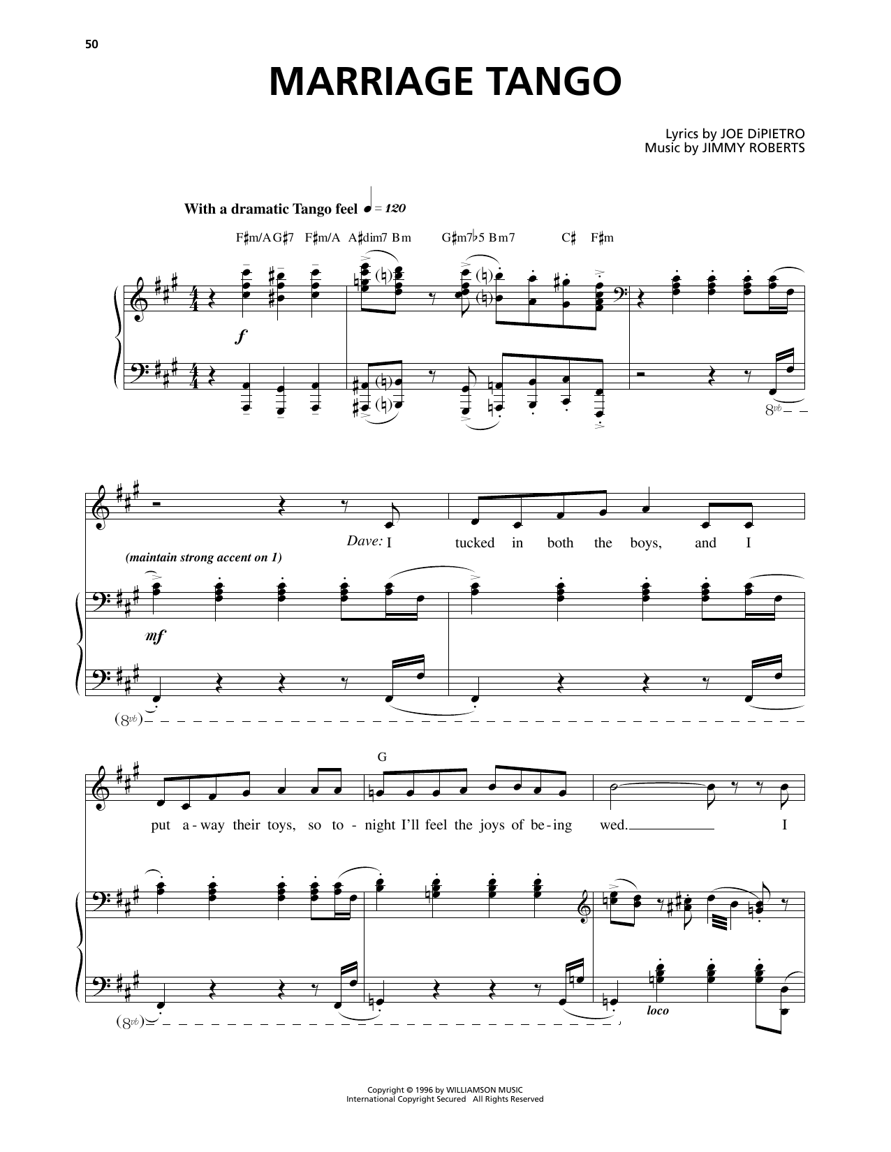 Jimmy Roberts Marriage Tango (from I Love You, You're Perfect, Now Change) sheet music notes and chords arranged for Piano & Vocal