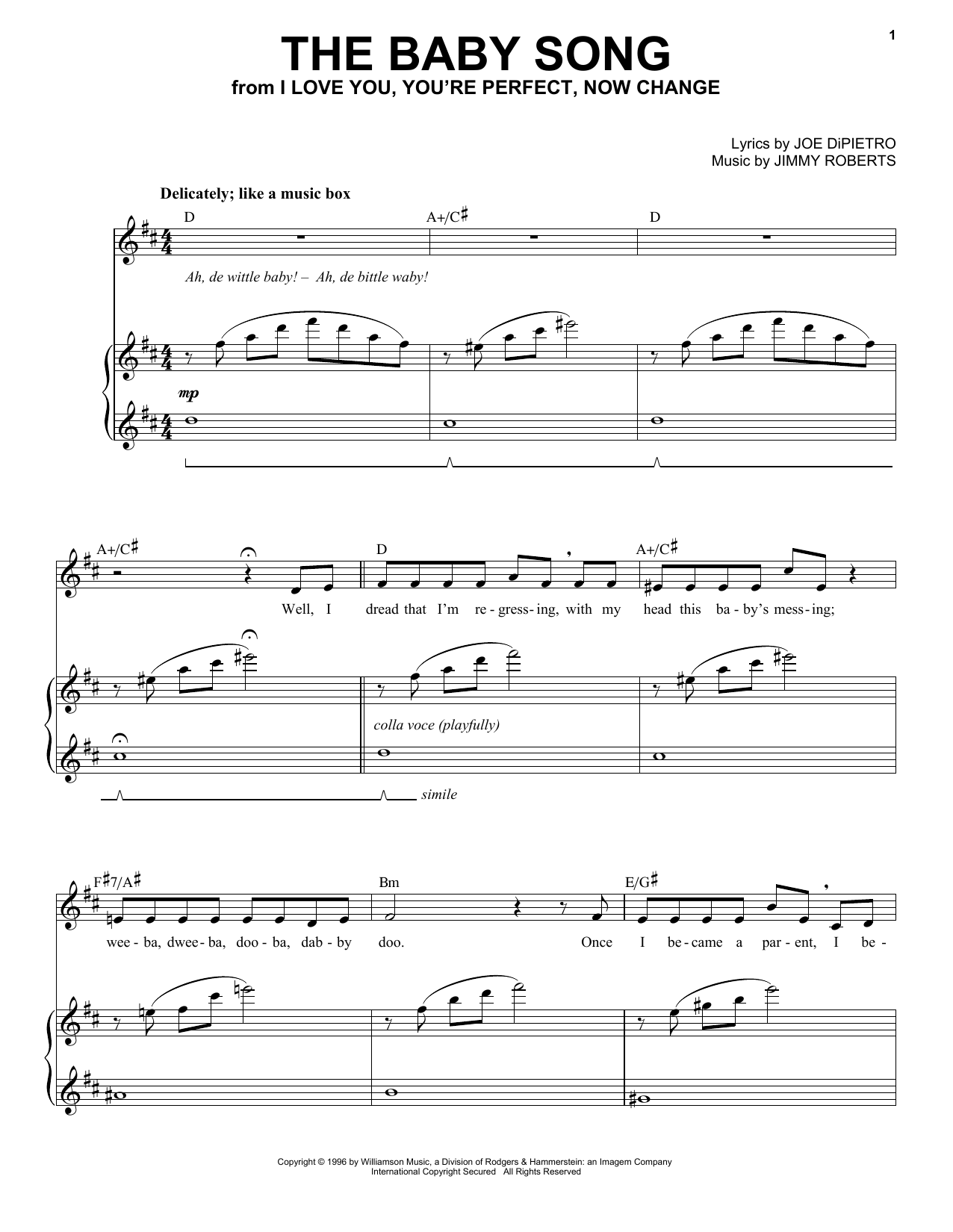 Jimmy Roberts The Baby Song sheet music notes and chords arranged for Piano & Vocal