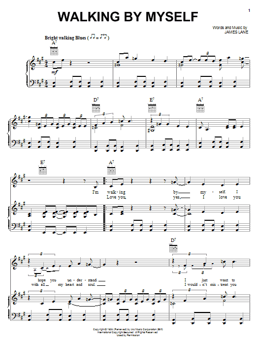 Jimmy Rogers Walking By Myself sheet music notes and chords arranged for Piano, Vocal & Guitar Chords (Right-Hand Melody)