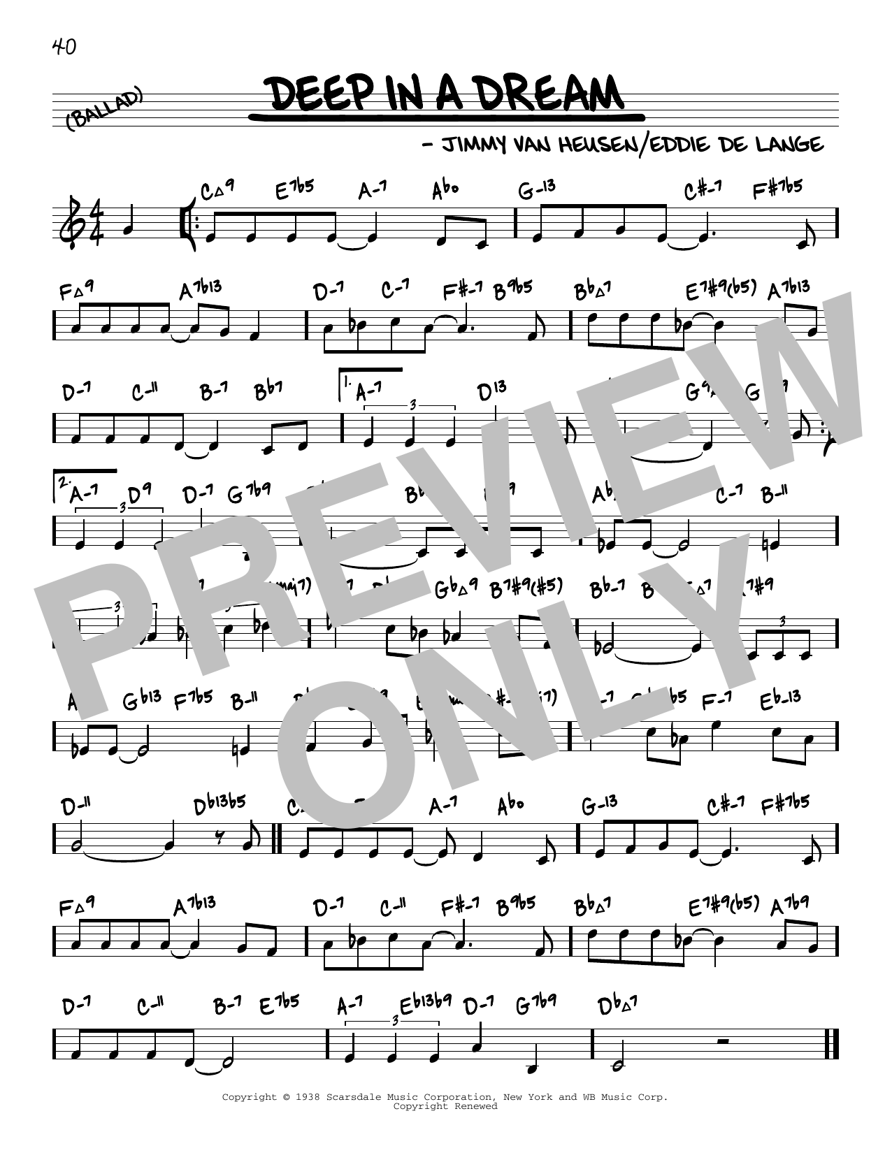 Jimmy Van Heusen Deep In A Dream (arr. David Hazeltine) sheet music notes and chords arranged for Real Book – Enhanced Chords