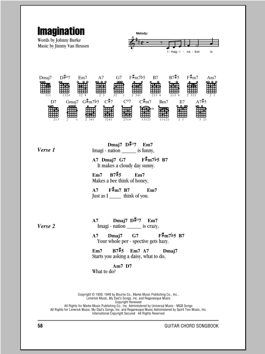 Jimmy Van Heusen Imagination sheet music notes and chords arranged for Tenor Sax Solo