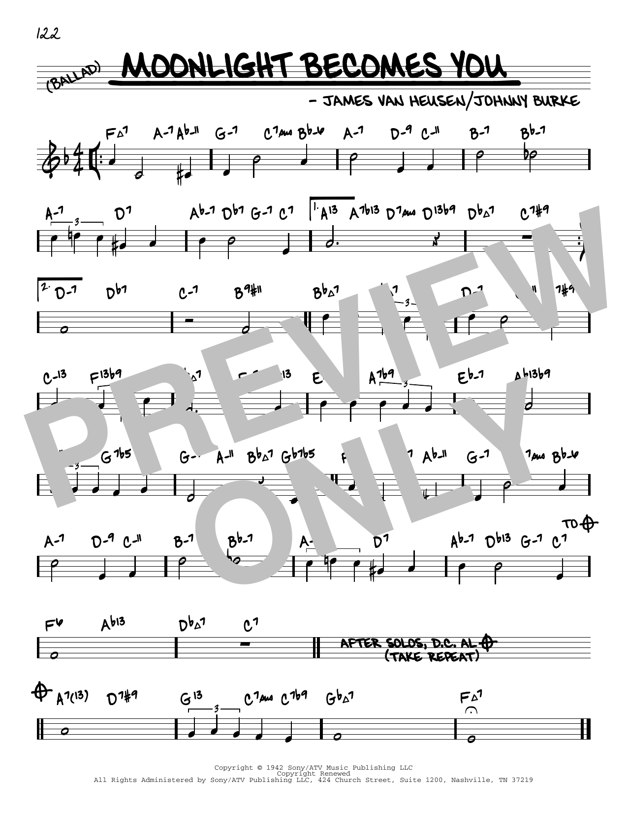 Jimmy Van Heusen Moonlight Becomes You (arr. David Hazeltine) sheet music notes and chords arranged for Real Book – Enhanced Chords