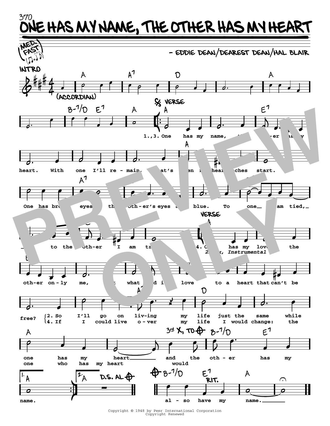 Jimmy Wakely One Has My Name, The Other Has My Heart sheet music notes and chords arranged for Real Book – Melody, Lyrics & Chords