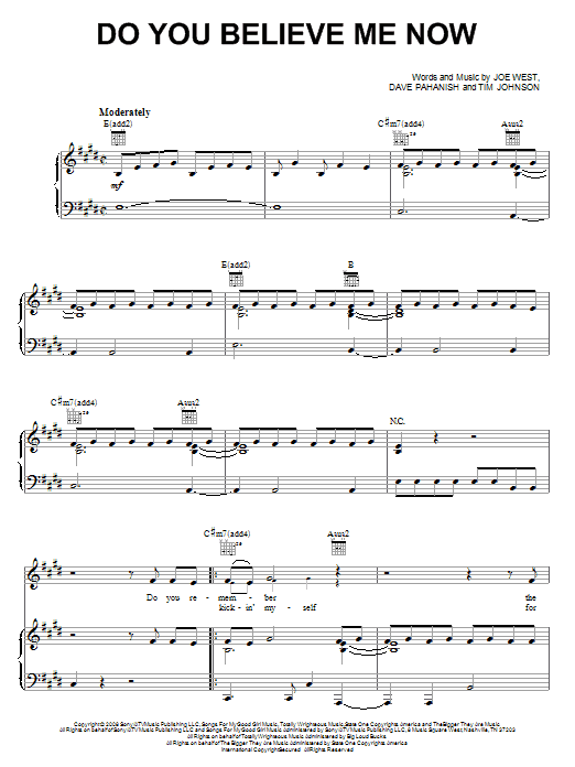 Jimmy Wayne Do You Believe Me Now sheet music notes and chords arranged for Piano, Vocal & Guitar Chords (Right-Hand Melody)