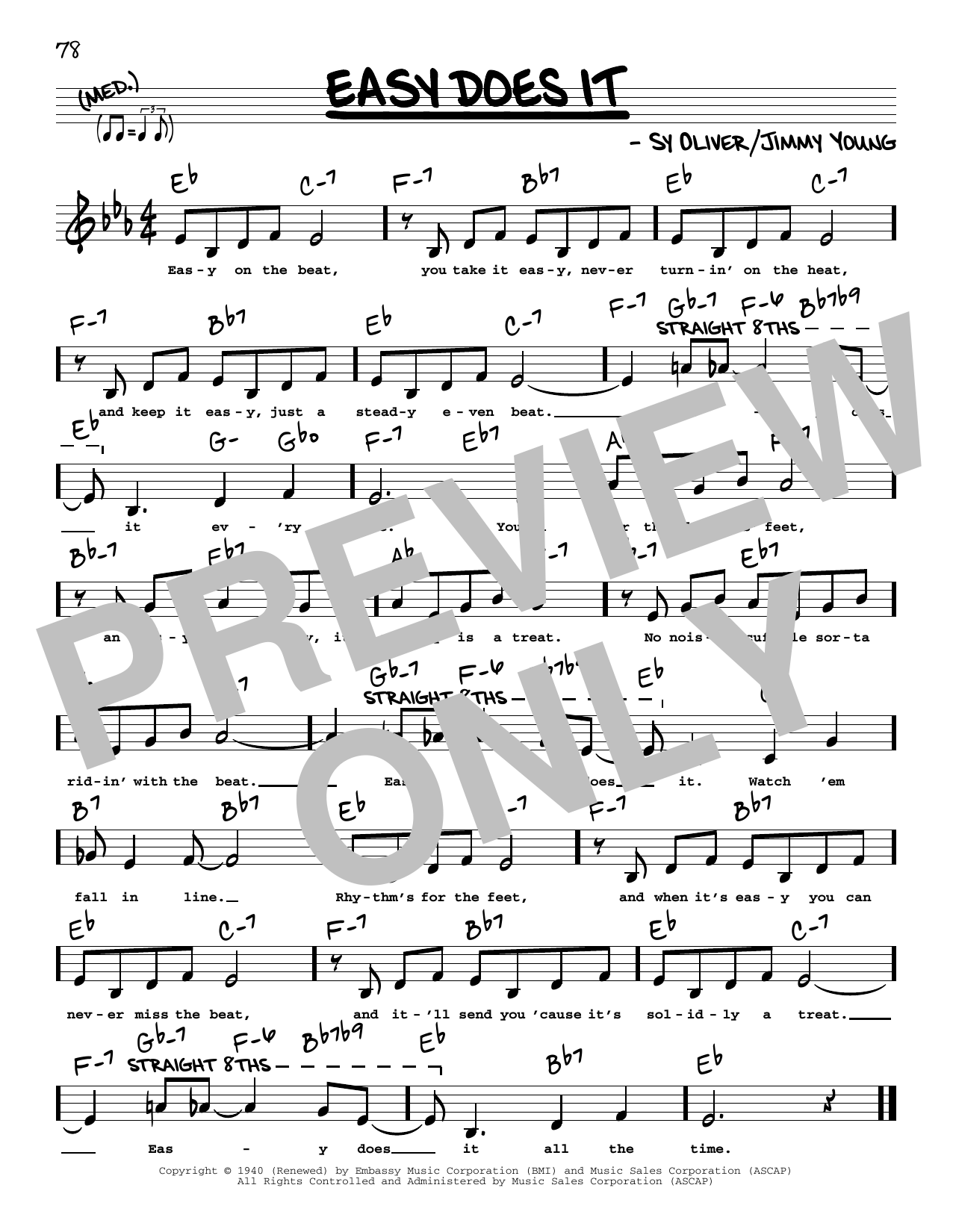 Jimmy Young Easy Does It (Low Voice) sheet music notes and chords arranged for Real Book – Melody, Lyrics & Chords
