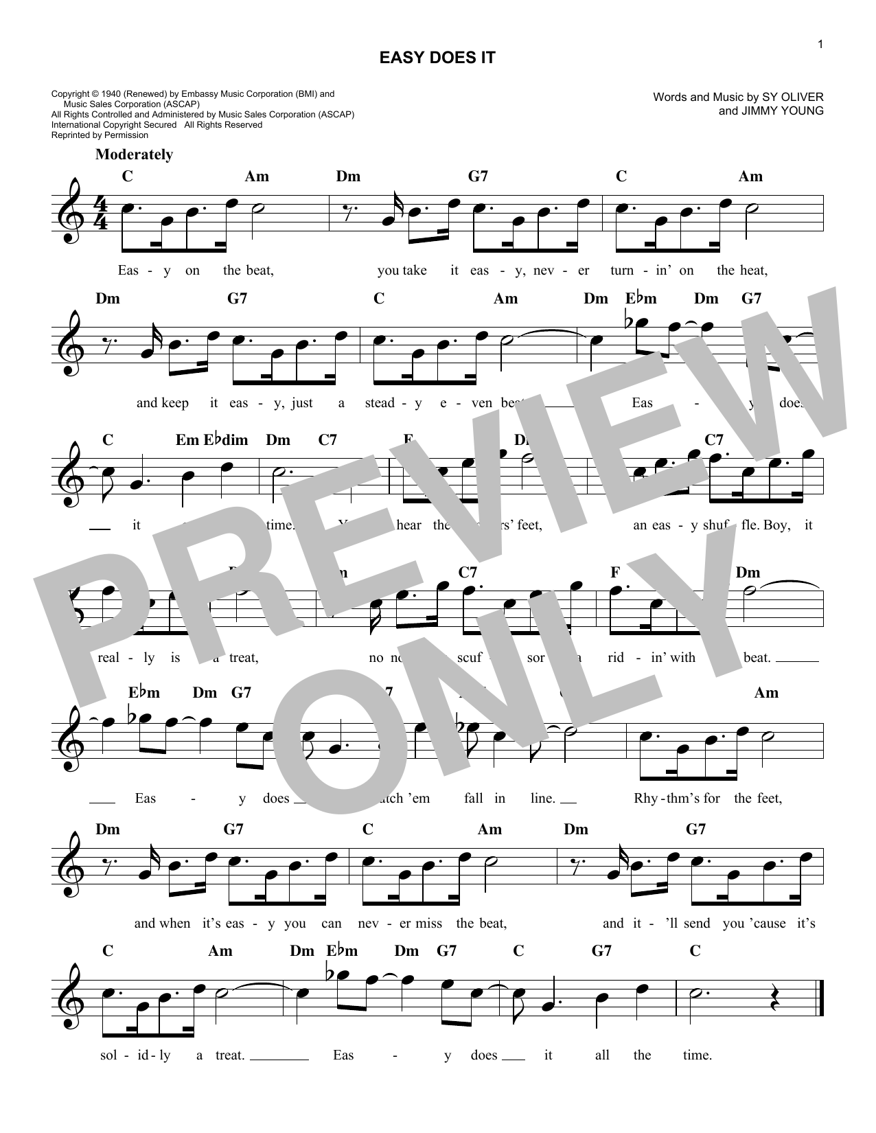 Jimmy Young Easy Does It sheet music notes and chords arranged for Real Book – Melody & Chords