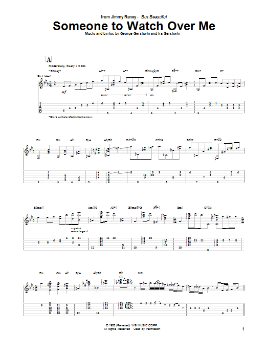 Jimmy Raney Someone To Watch Over Me sheet music notes and chords arranged for Guitar Tab