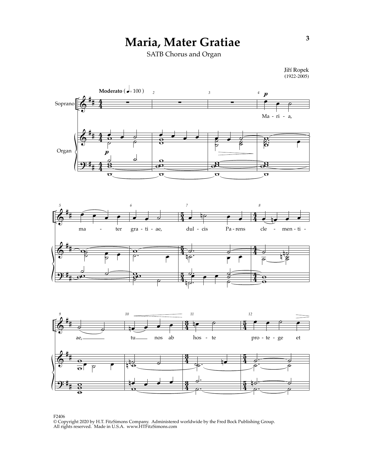 Jira Ropek Maria, Mater Gratiae sheet music notes and chords arranged for SATB Choir
