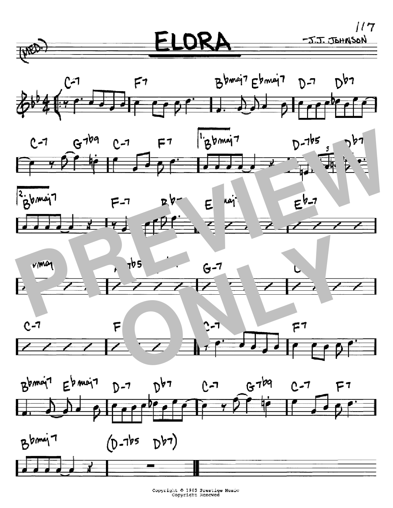 J.J. Johnson Elora sheet music notes and chords arranged for Real Book – Melody & Chords – C Instruments