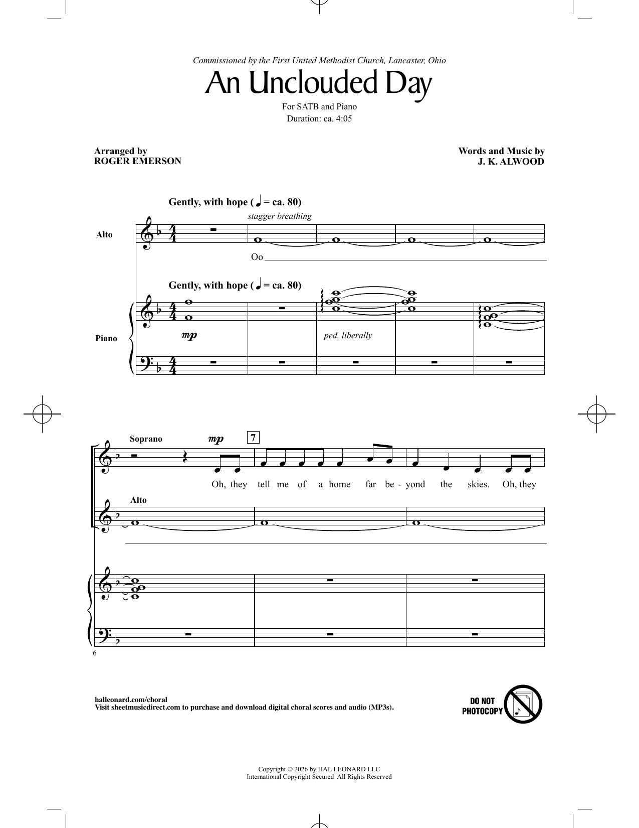 J.K. Alwood An Unclouded Day (arr. Roger Emerson) sheet music notes and chords arranged for SATB Choir
