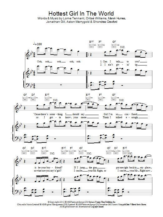 JLS The Hottest Girl In The World sheet music notes and chords arranged for Piano, Vocal & Guitar Chords