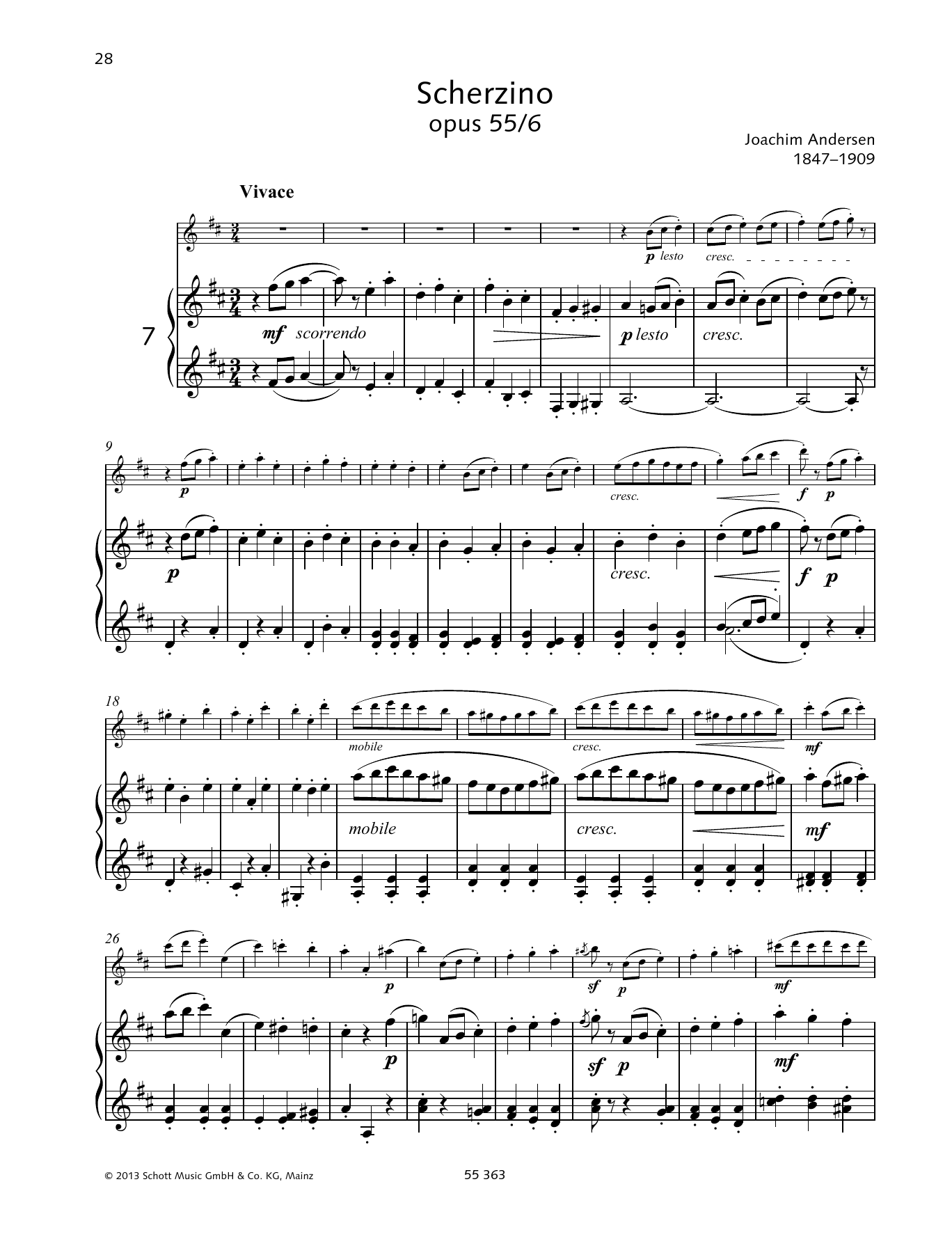 Joachim Andersen Scherzino sheet music notes and chords arranged for Woodwind Solo