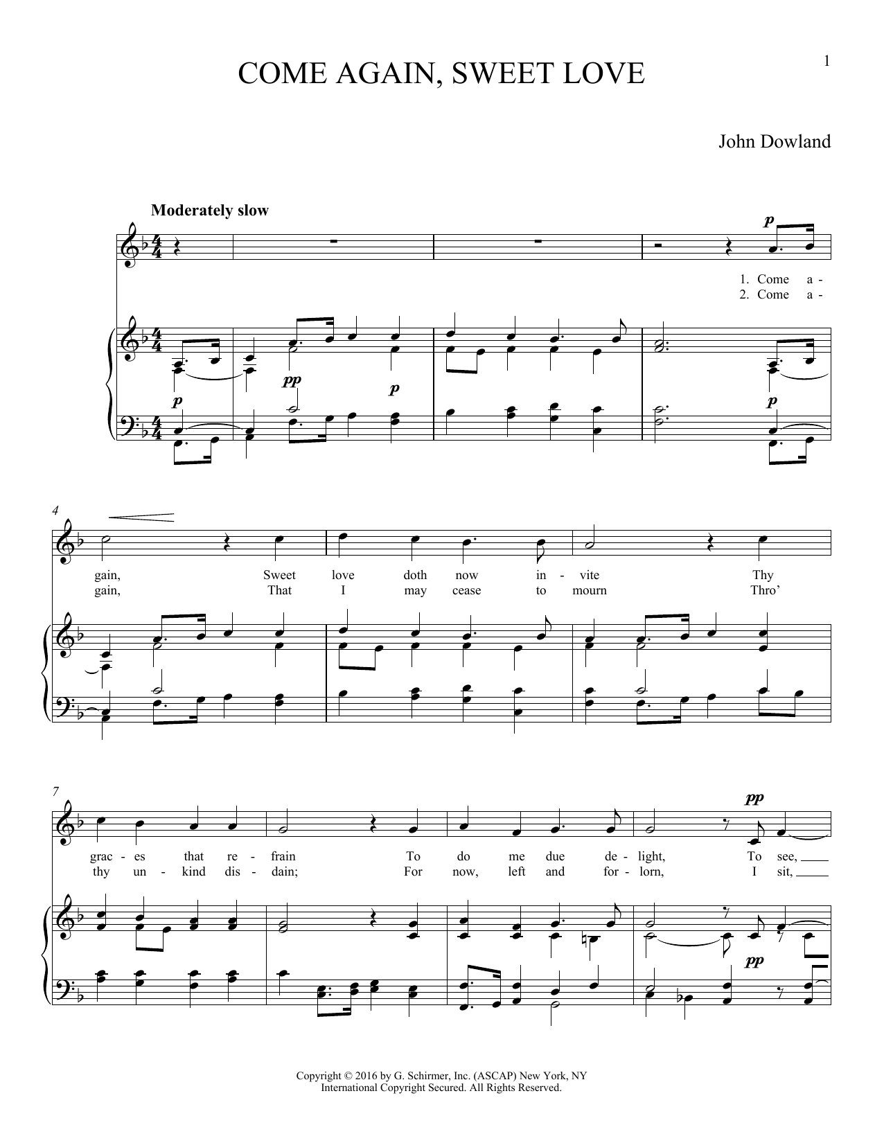 Joan Frey Boytim Come Again, Sweet Love sheet music notes and chords arranged for Piano & Vocal